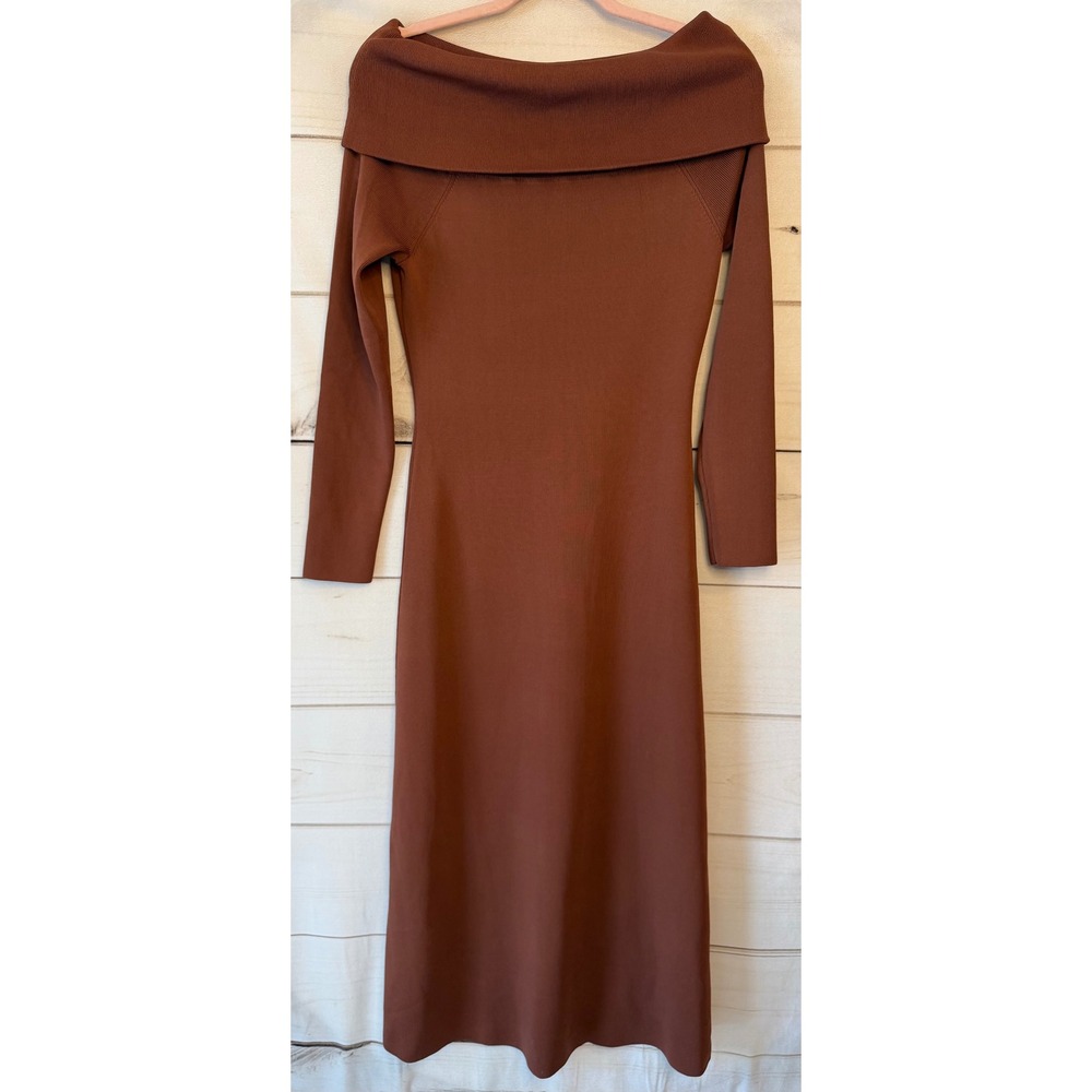 Hyacinth House Rust Brown Off The Shoulder Knit Midi Dress HN3546D Size M
